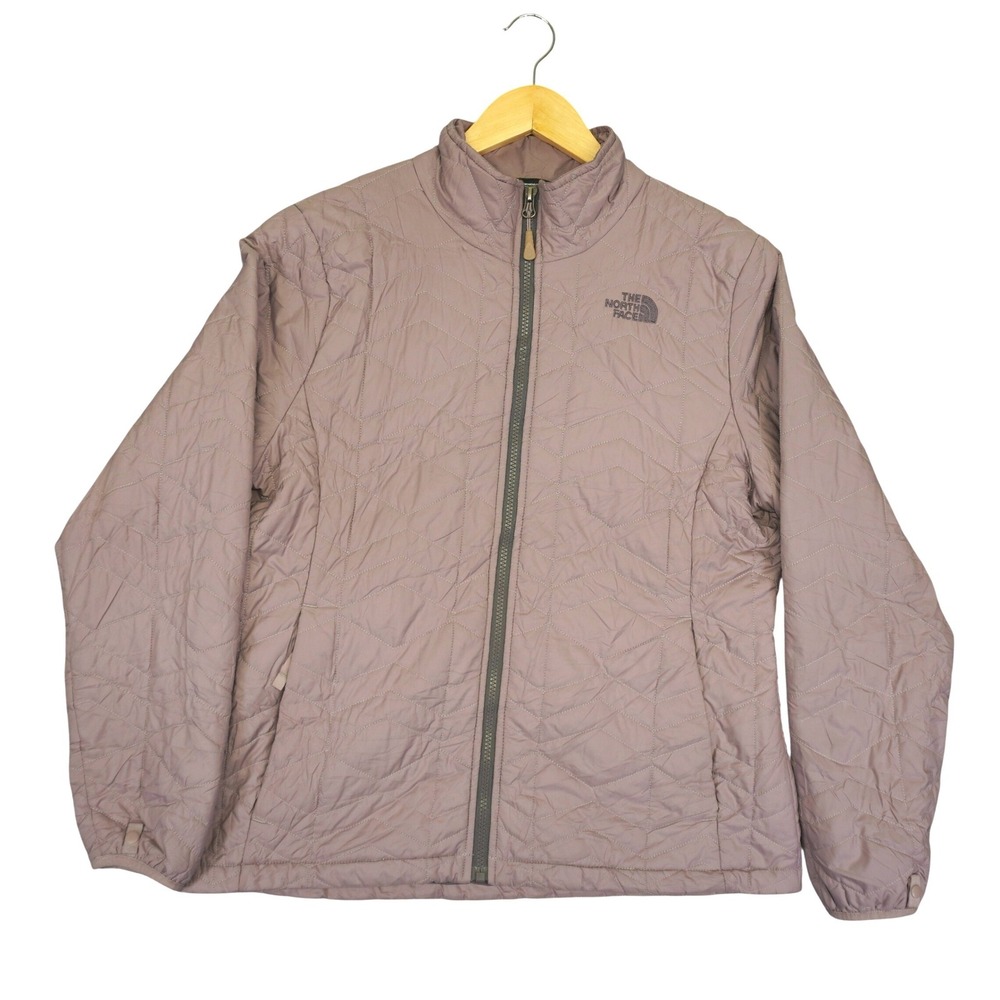 The North Face Tamburello Jacket Womens L Purple Mauve Quilted Puffer Full Zip